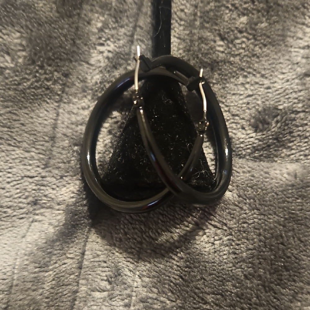 Black Hoop Earrings - Women Jewelry